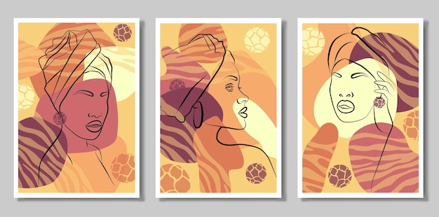 Drawing lines Beautiful African woman Wall Art In The Style Of Pop Art