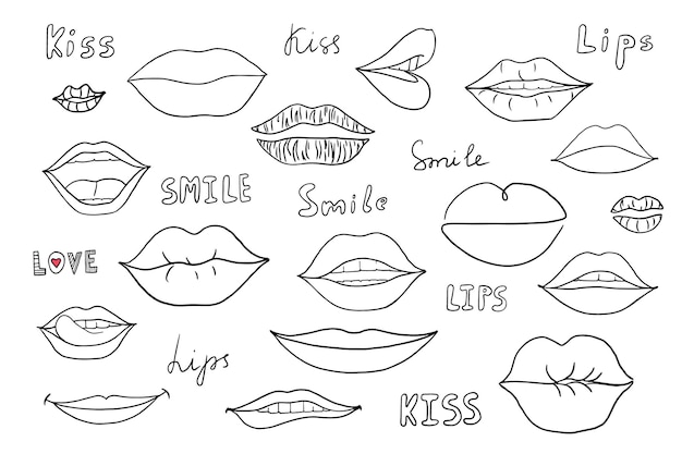 Vector a drawing of lips and kiss on a white board