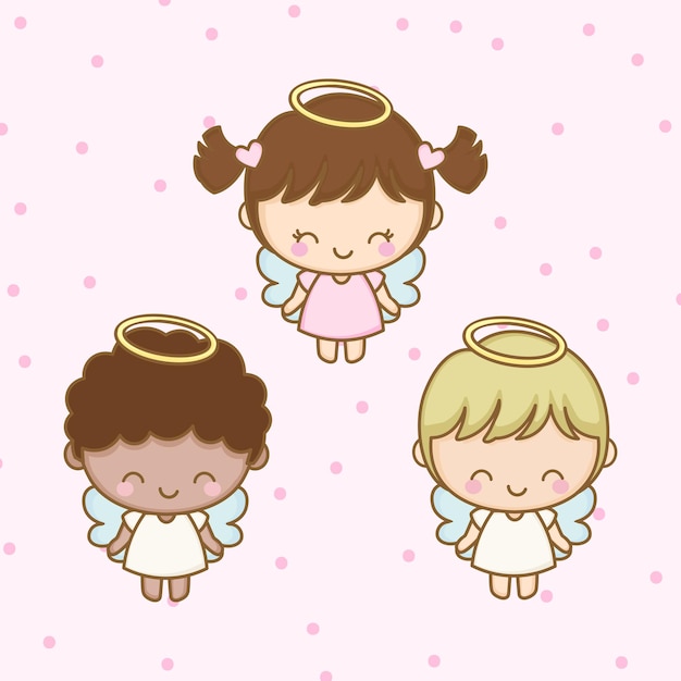 Vector drawing of little angel children flying little angel boy little angel girl image for christening