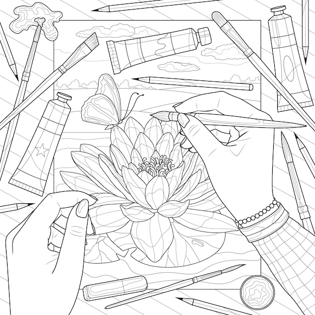 Premium Vector  Cosmetics falling out of the bag. coloring book antistress  for children and adults. illustration isolated on white  background.zen-tangle style. hand draw