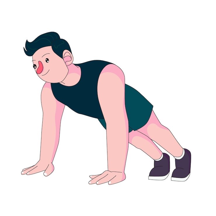 Vector a drawing of a man doing push ups on a white background