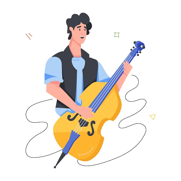 Vector a drawing of a man playing a guitar with the word  who  on it