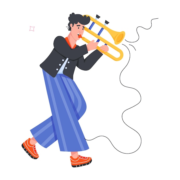 Vector a drawing of a man playing a trumpet with the words quot the quot the quot on the bottom