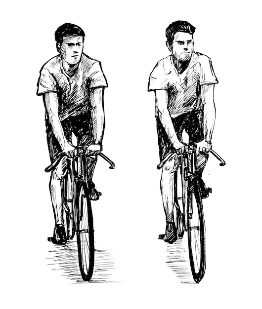 Disegno dell'uomo che libera il tiraggio della mano della bicicletta