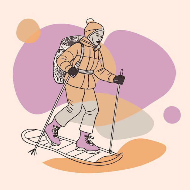 スノーボードに乗った男の絵帽子をかぶって