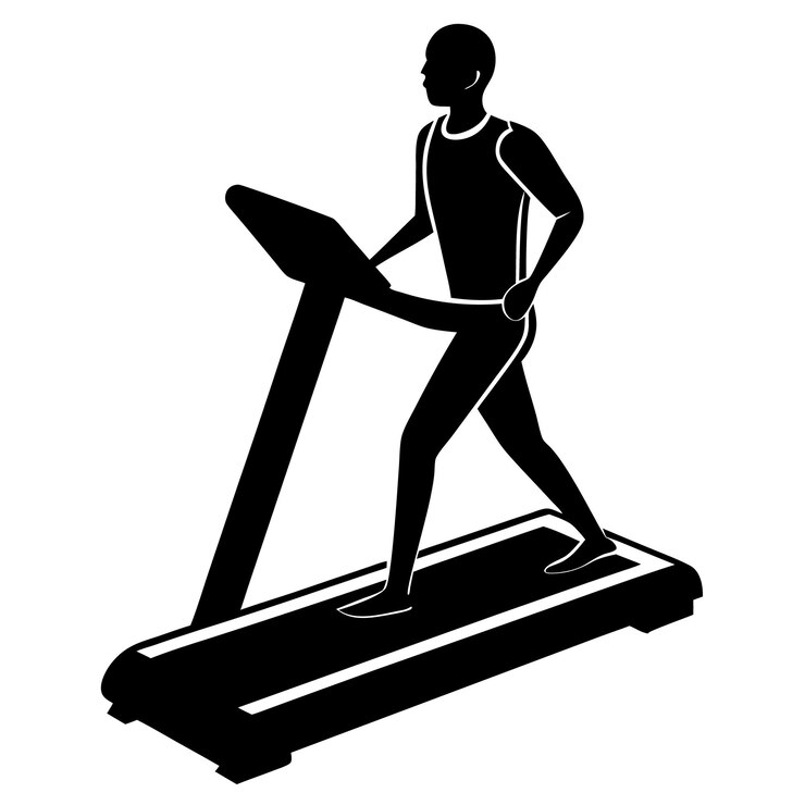 Vector a drawing of a man on a treadmill