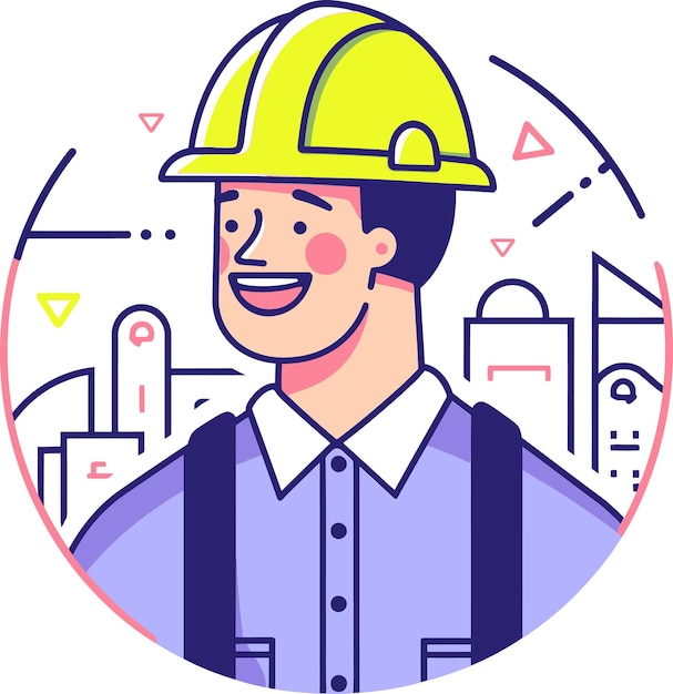 ハードハットとハードハットをかぶった男の絵