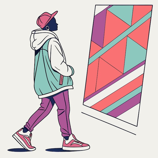ジャケットを着た男とフーディを着たジャケットの絵