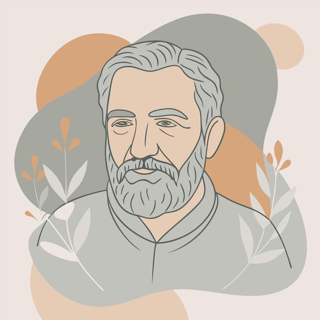 a drawing of a man with a beard and mustache