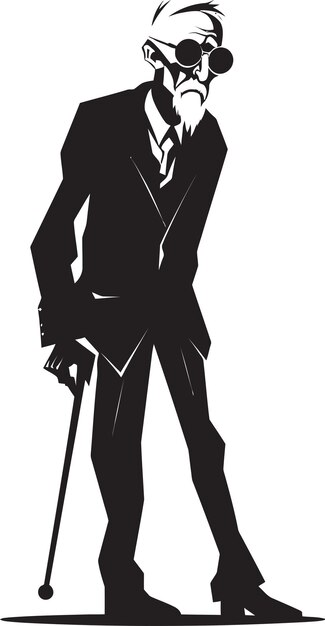 Vector a drawing of a man with a cane