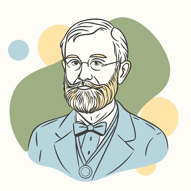 a drawing of a man with glasses and a bow tie