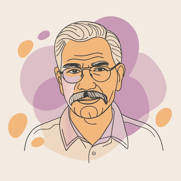 a drawing of a man with glasses and a mustache
