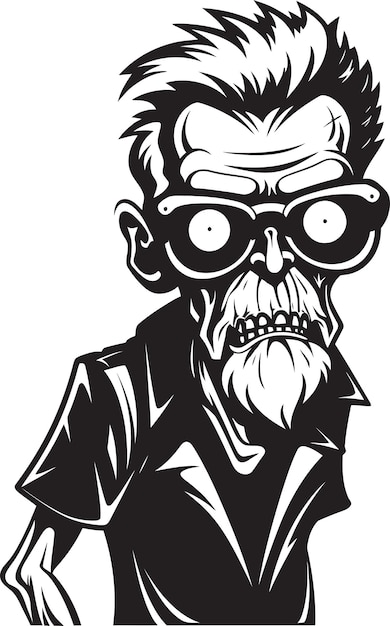 a drawing of a man with glasses and a skull on it