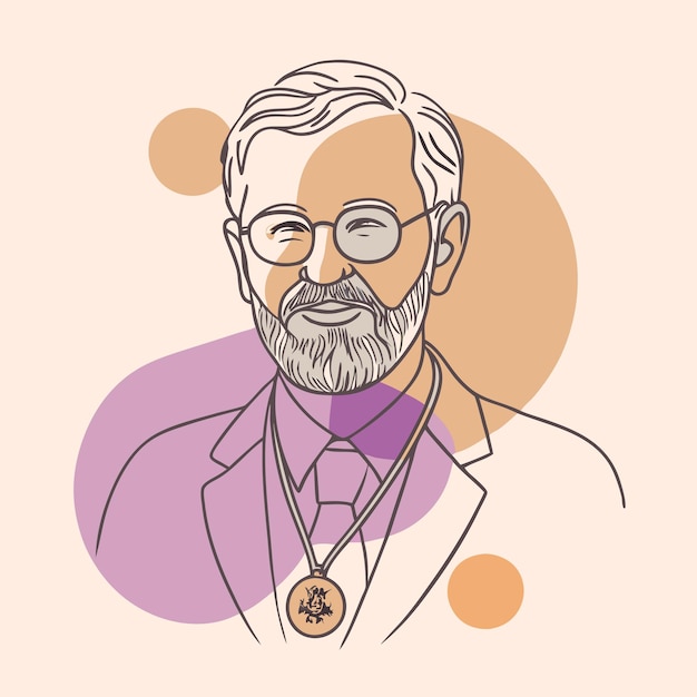 a drawing of a man with a medal around his neck and the words quot the name of the man quot