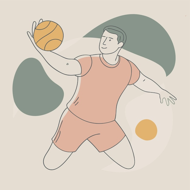 빨간 셔츠와 쇼트를 입은 남자의 그림