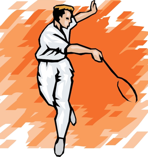 A drawing of a man with a whip in his hand.