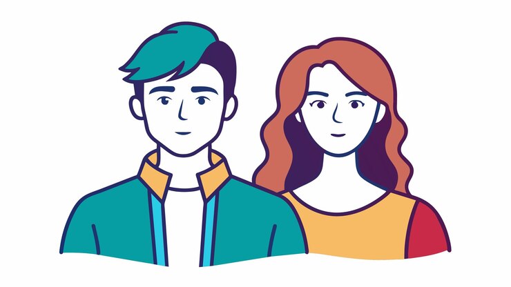 Vector 緑のの男性と女性の絵