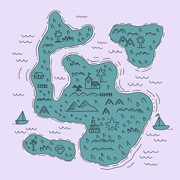 Vector drawing map sea and islands