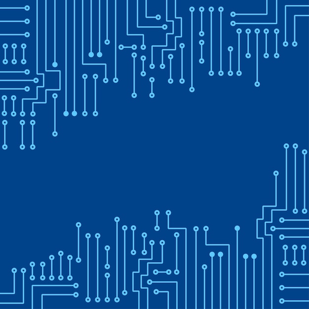 drawing modern electronic circuit on blue background