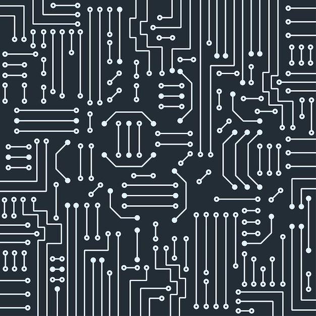 Vector drawing modern electronic circuit on gray background