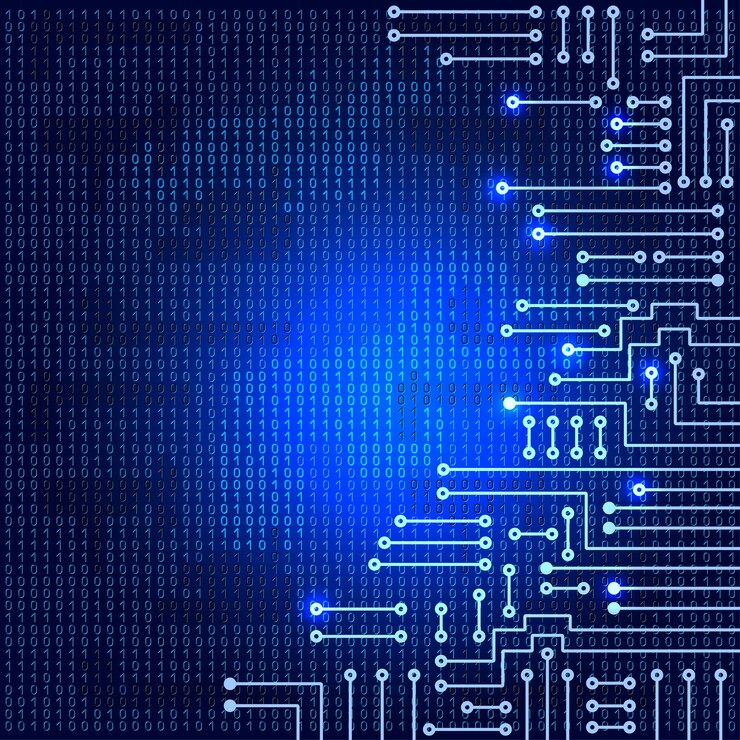 Vector drawing modern electronic circuit