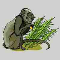 Vector a drawing of a monkey with a banana in its mouth