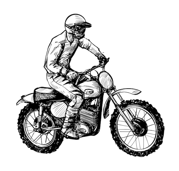 Drawing of the motocross riders hand draw