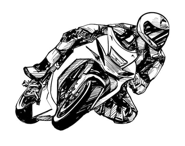 Drawing of the motorcycle competition hand draw