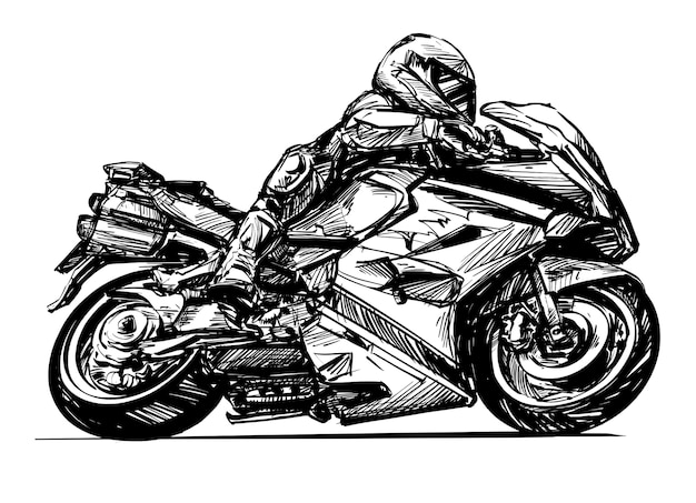 Disegno dei motociclisti isolare disegnare a mano