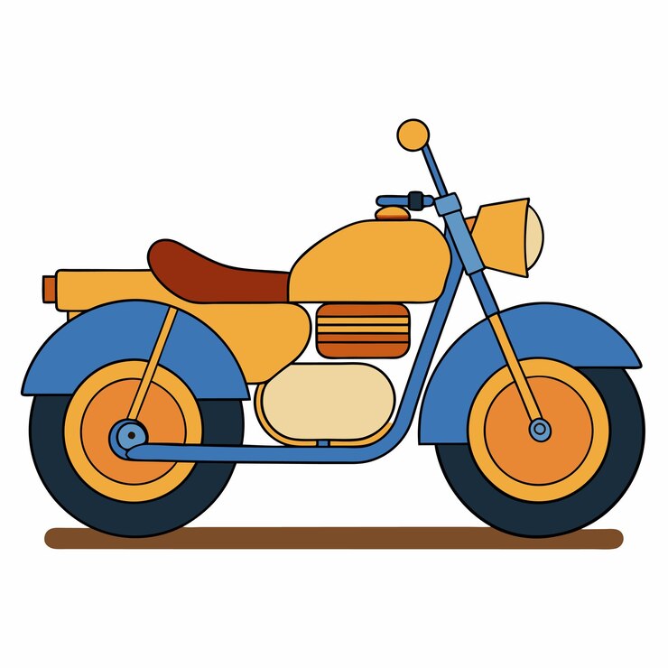 वेक्टर a drawing of a motorcycle with a blue and orange seat