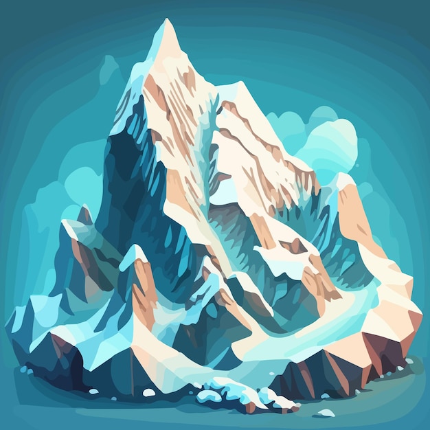 A drawing of a mountain with snow on it