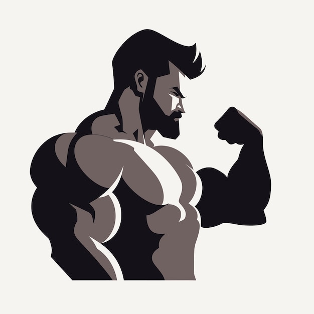 Vector a drawing of a muscular man with a muscular body and the words 