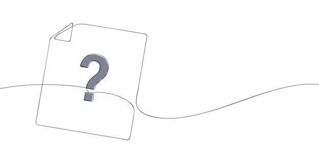 Drawing of a unknown file Continuous line question mark file icon in color Uunknown file format