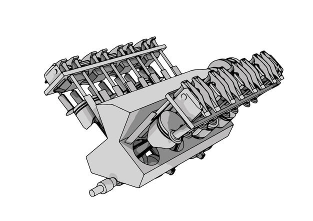 ベクトル 白い背景ベクトルに内燃エンジンの描画