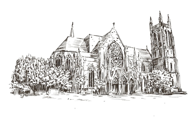 Drawing of old church hand draw