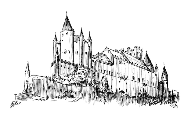 Drawing of the old church hand draw