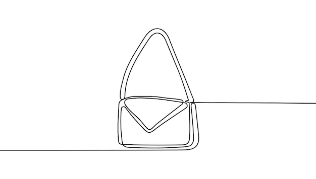 Vector drawing one continuous line of handbag