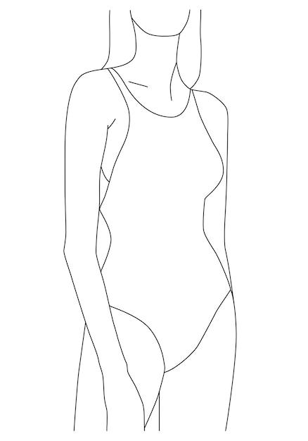 Vector drawing one line of the female body female figure