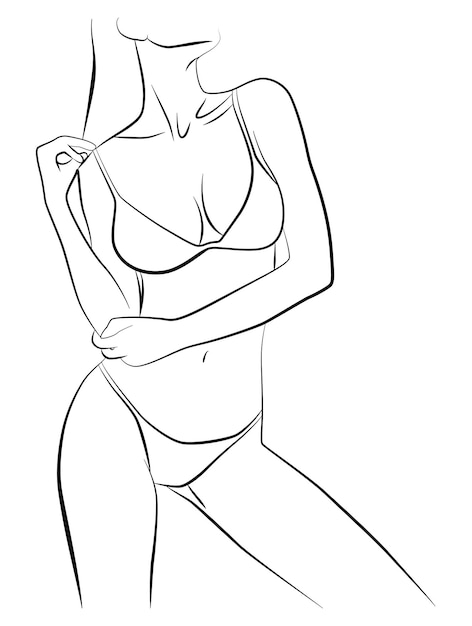 Vector drawing one line of the female body female figure