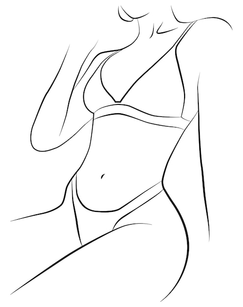 Drawing one line of the female body female figure