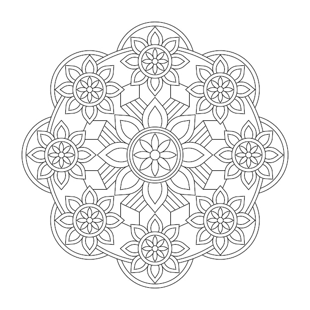 Vector drawing ornamental mandala coloring book page background wallpaper