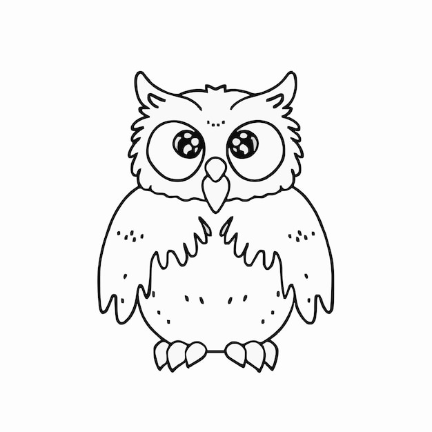 Vector a drawing of an owl with big eyes and a white background