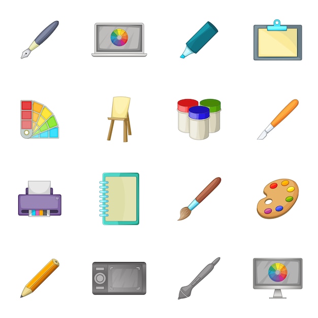 Vector drawing and painting tool icons set