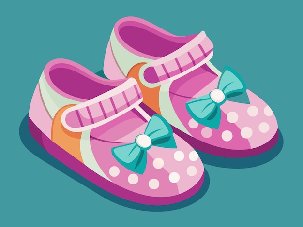 a drawing of a pair of childrens shoes with a bow on the bottom