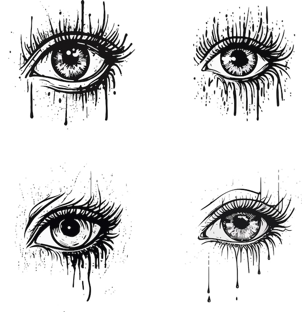 Female eyes sketch set Royalty Free Vector Image