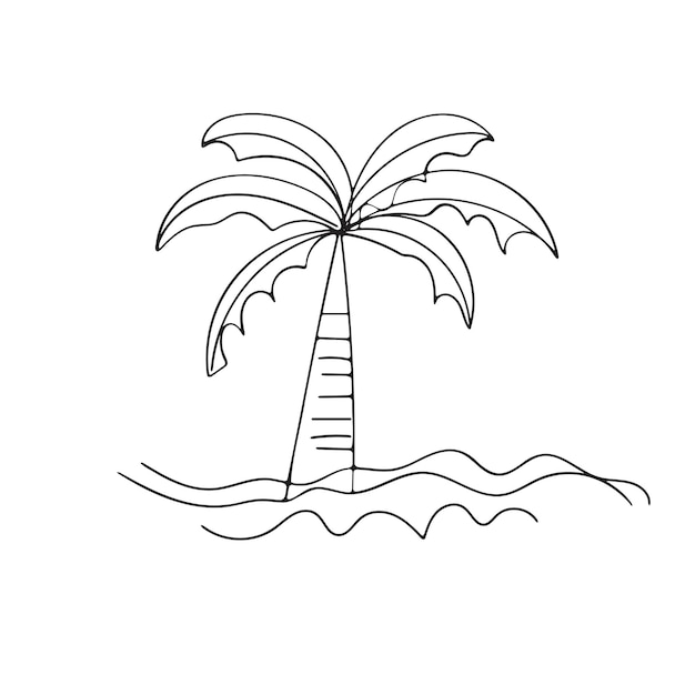パームの木の絵を描いた水の中の絵