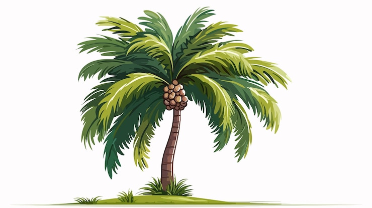 Vector a drawing of a palm tree with a pineapple on it