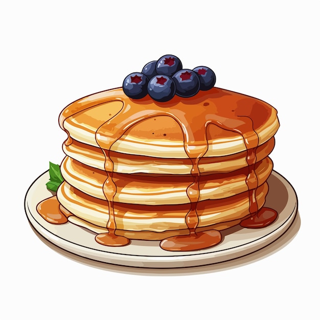 a drawing of pancakes with blueberries on the top