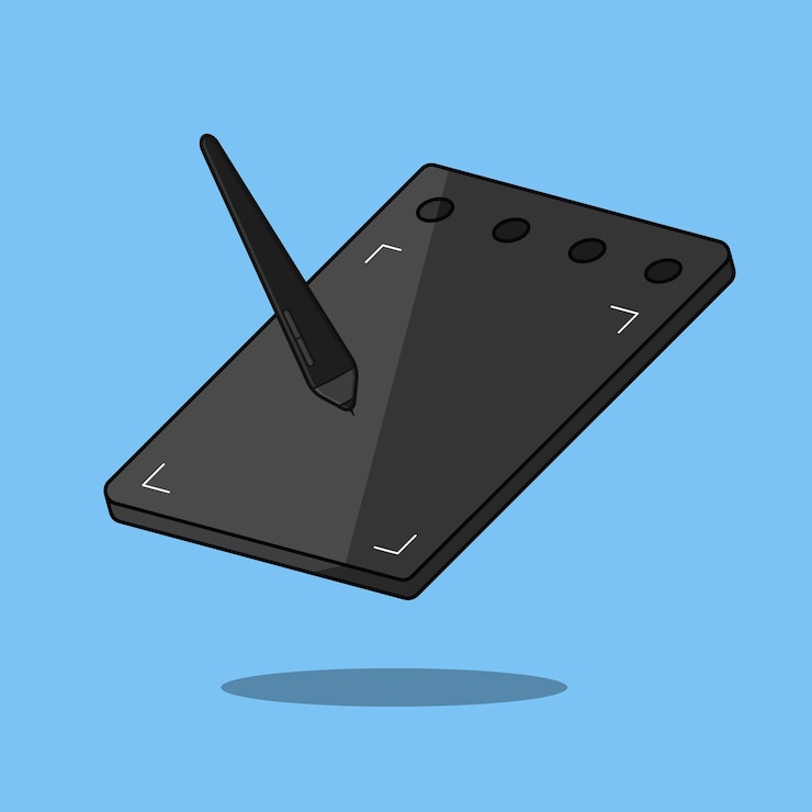Vector drawing pen tablet illustration vector with pen for drawing and animation pad