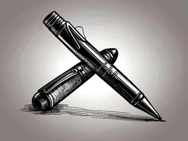 a drawing of a pen with the letter x on it